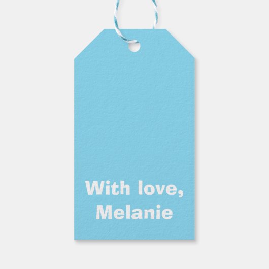 赤ちゃんブルーの白いステッチ ギフトタグ (裏面)