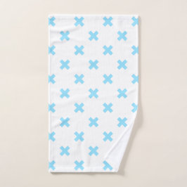 赤ちゃんブルーの白いステッチ ハンドタオル