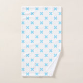 赤ちゃんブルーの白いステッチ バスタオルセット (ハンドタオル)