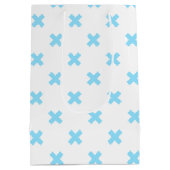 赤ちゃんブルーの白いステッチ ミディアムペーパーバッグ (裏面)