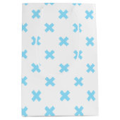 赤ちゃんブルーの白いステッチ ミディアムペーパーバッグ (正面)