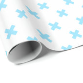 赤ちゃんブルーの白いステッチ ラッピングペーパー (ロールコーナー)