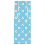 赤ちゃんブルーの白いステッチ ワインギフトバッグ (正面)