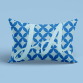 赤ちゃんブルーの紺色の円と夏のタイル アクセントクッション