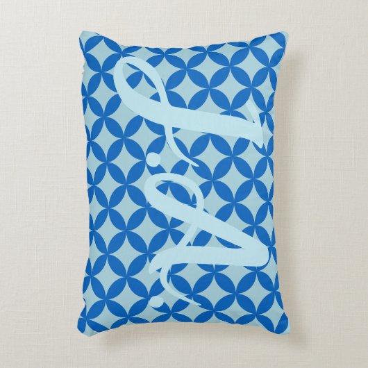 赤ちゃんブルーの紺色の円と夏のタイル アクセントクッション (正面(垂直))
