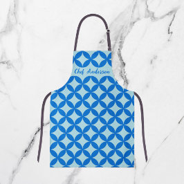 赤ちゃんブルーの紺色の円と夏のタイル エプロン