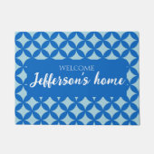 赤ちゃんブルーの紺色の円と夏のタイル ドアマット (正面)