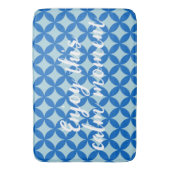 赤ちゃんブルーの紺色の円と夏のタイル バスマット (正面縦)