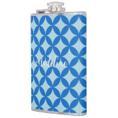 赤ちゃんブルーの紺色の円と夏のタイル フラスク (左)