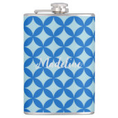 赤ちゃんブルーの紺色の円と夏のタイル フラスク (正面)