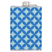 赤ちゃんブルーの紺色の円と夏のタイル フラスク (裏面)