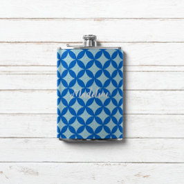 赤ちゃんブルーの紺色の円と夏のタイル フラスク