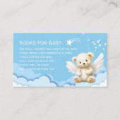 赤ちゃんブルーの雲の本にクマのテディ エンクロージャーカード (正面)