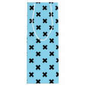 赤ちゃんブルーの黒いステッチ ワインギフトバッグ (裏面)