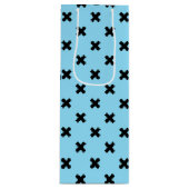 赤ちゃんブルーの黒いステッチ ワインギフトバッグ (正面)