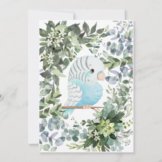 赤ちゃんブルーインパレークバードウォーター色ベビーシャワー 招待状 (裏面)