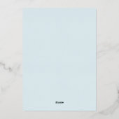 赤ちゃんブルーウォーターの色の雲金ゴールドクロスバプテスマ 箔招待状 (裏面)