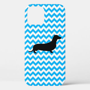 赤ちゃんブルーシェブロン(ダックスフントシルエット付き) Case-M iPhone 12ケース