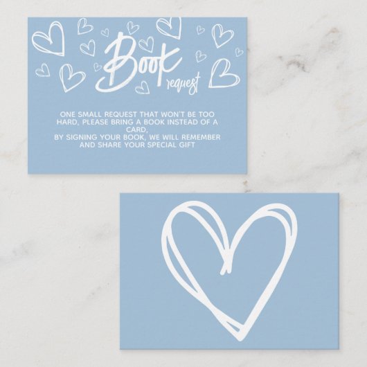 赤ちゃんブルーシャワー用モダン本 エンクロージャーカード (正面/裏面)