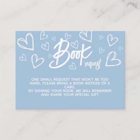 赤ちゃんブルーシャワー用モダン本 エンクロージャーカード (正面)