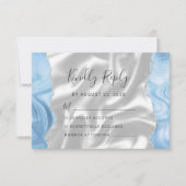 赤ちゃんブルーシルバー瑪瑙ホワイトシルク結婚ズ 出欠カード (正面)