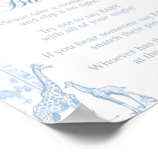 赤ちゃんブルートイレサファリ動物の赤ちゃんシャワーと言わない ポスター (角)