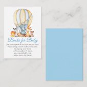 赤ちゃんブルーバルーンシャワー用のサファリ動物の本 エンクロージャーカード (正面/裏面)