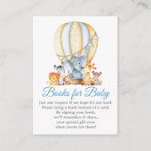 赤ちゃんブルーバルーンシャワー用のサファリ動物の本 エンクロージャーカード (正面)