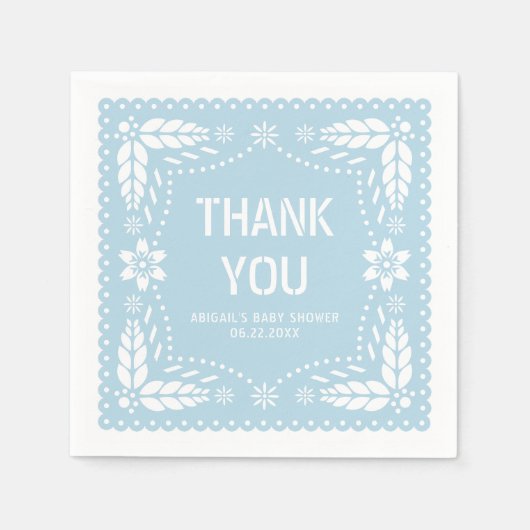 赤ちゃんブルーパペルピカドサンキュー男の赤ちゃんシャワー スタンダードカクテルナプキン (正面)