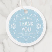 赤ちゃんブルーパペルピカドサンキュー男の赤ちゃんシャワー フェイバータグ (裏面)