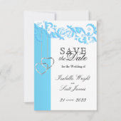 赤ちゃんブルーフローラ旋回と白 – 日付を保存 セーブザデート (正面)