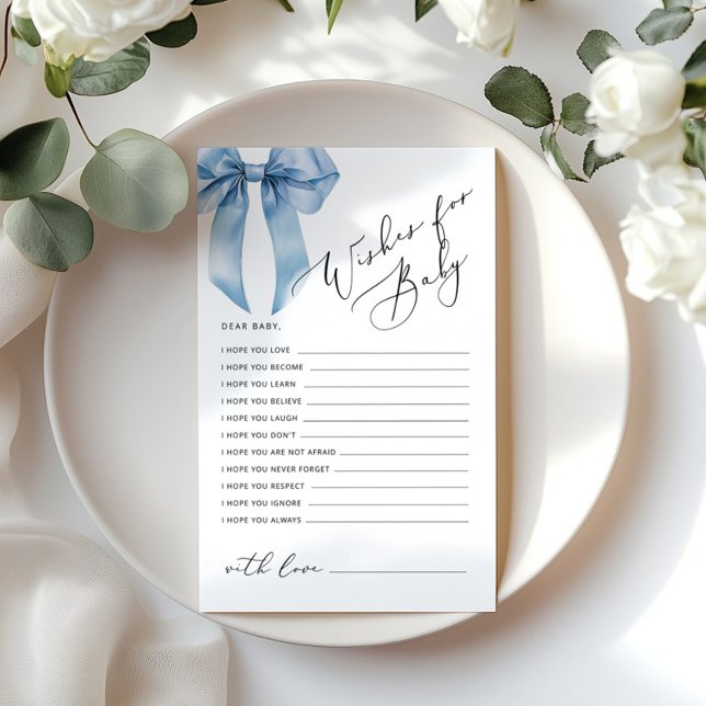 赤ちゃんブルーボウ赤ちゃんシャワーカードのご希望 (クリエイターアップロード済み)