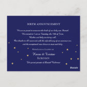 赤ちゃんブルー写真誕生の発表はがき ポストカード (裏面)