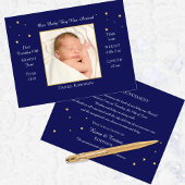 赤ちゃんブルー写真誕生の発表はがき ポストカード
