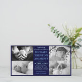 赤ちゃんブルー出産発表コラージュ(男の子) 案内状 (スタンド正面)