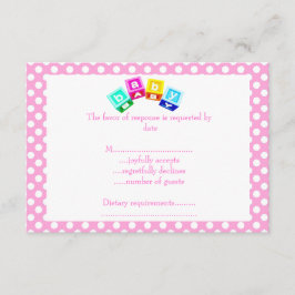 赤ちゃんブルー水玉模様ブロック 出欠カード