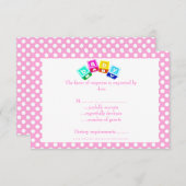 赤ちゃんブルー水玉模様ブロック 出欠カード (正面/裏面)