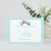 赤ちゃんブルー水玉模様ブロック 出欠カード (スタンド正面)