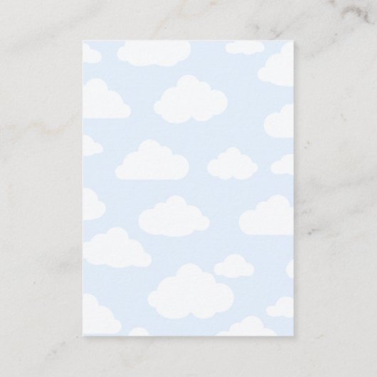 赤ちゃんブルー熱気球がブックカードを持ち込む エンクロージャーカード (裏面)