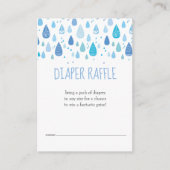 赤ちゃんブルー雨滴おむつラッフルベビーシャワー エンクロージャーカード (正面)