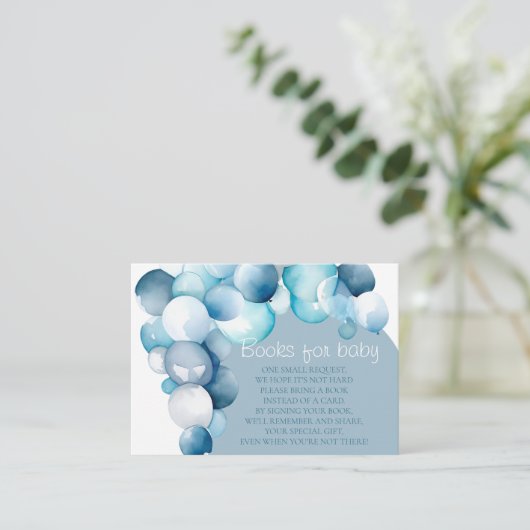 赤ちゃんブルー風船アーチ赤ちゃんシャワー用の本 エンクロージャーカード (スタンド正面)