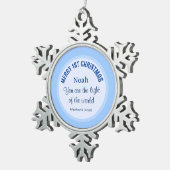 赤ちゃんブルー1stクリスマスクリスバイブル聖書名 スノーフレークピューターオーナメント (右)