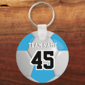 赤ちゃんブルー&ホワイトチームのサッカーボール キーホルダー (正面)