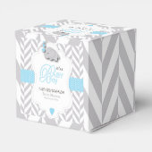 赤ちゃんブルー，白い灰色の象の赤ちゃんシャワー フェイバーボックス (裏面サイド)