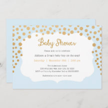 赤ちゃんブルー+金ゴールドフェイク男の子シャワー