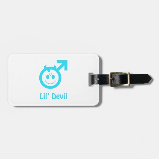 赤ちゃんブルーLil悪魔の男性シンボル ラゲッジタグ (正面横)