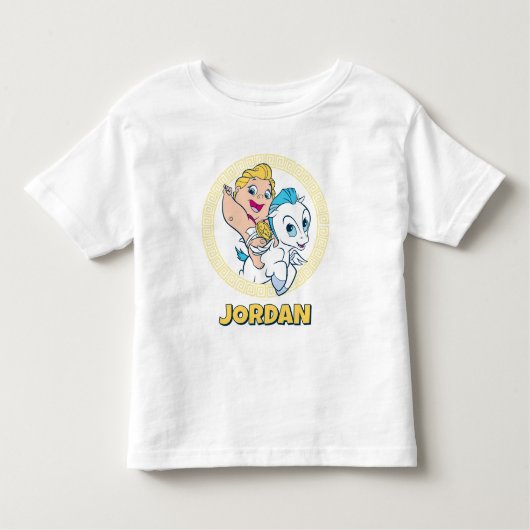 赤ちゃんヘラクレスがペガサスに乗るベビーTシャツ トドラーTシャツ (正面)