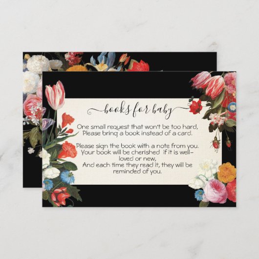 赤ちゃんベビーのシャワーカードが咲く本 招待状 (正面/裏面)