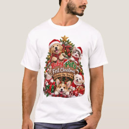 赤ちゃんペットの最初のクリスマスツリーの下 Tシャツ