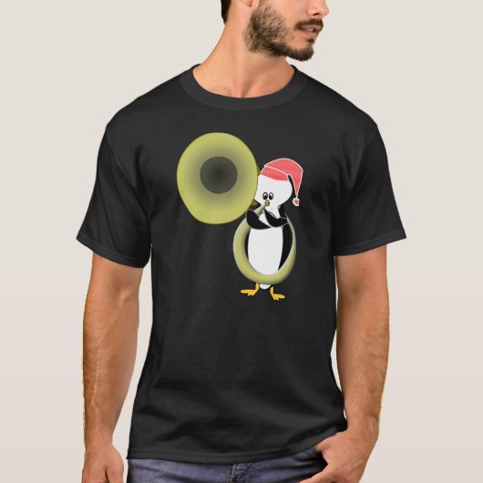 赤ちゃんペンギンがチューバを演奏 Tシャツ (正面)